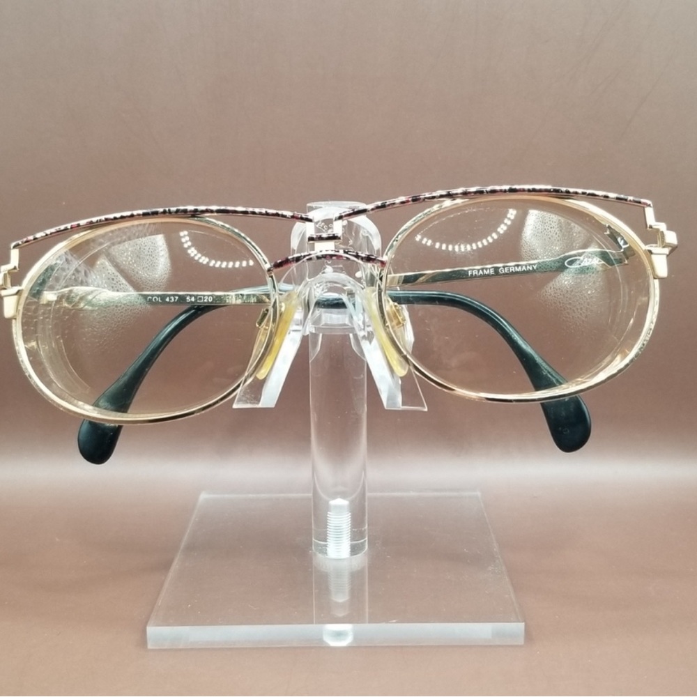 Cazal Gold with Red & Black Painted Design Eyeglass Frames 54-20
